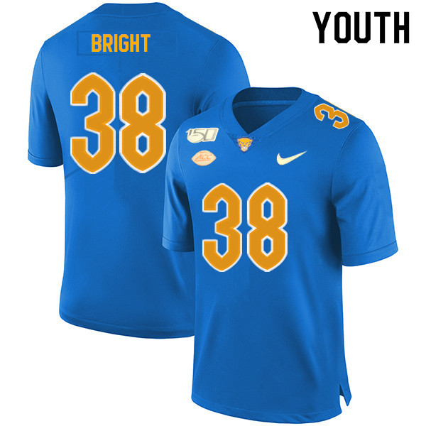 2019 Youth #38 Cameron Bright Pitt Panthers College Football Jerseys Sale-Royal